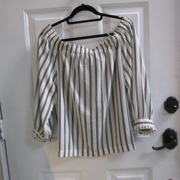 J. CREW Mercantile striped off shoulder blouse - Picture 9 of 14